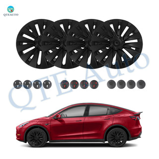 Set of 4 Wheel Covers Mx Model Hubcaps Matte Black To 2020-2025 Tesla Y 19 inch