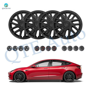 Set of 4 Wheel Covers Refresh Edition Hubcaps Matte Black To 2023-2025 Tesla 3 18 Inch Wheel