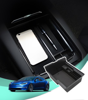 Center Console Organizer Tray Storage Box With USB & Type-C To 2021 2022 2023 2024 Tesla model y and model 3 (Exc. Highland), Storage Box ABS Material To Glasses,Credit Cards,Small Change