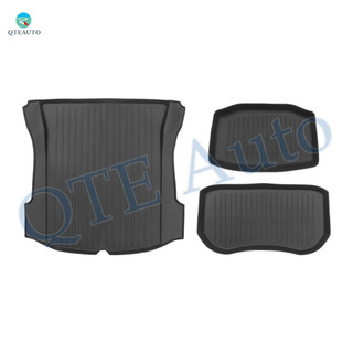 Set of 3 TPE Trunk Mat - Rear Storage Mat - Cargo Liner To 2021-2023 Tesla Model 3 Except Highland, essential Tesla Accessories To Model 3