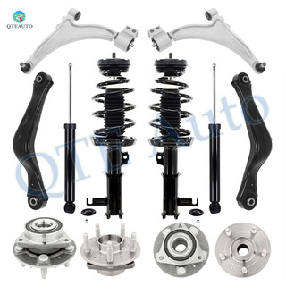 Set of 12 Front Lower Control Arm Ball Joint-Wheel Hub Bearing Assembly-Quick Complete Strut-Coil Spring Assembly-Rear Upper Control Arm-Wheel Hub Bearing Assembly-Shock Absorber For 2016 Chevrolet Malibu Limited