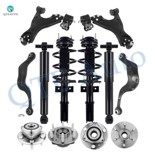 Set of 12 Front Lower Control Arm Ball Joint-Wheel Hub Bearing Assembly-Quick Complete Strut-Coil Spring Assembly-Rear Upper Rearward Control Arm-Wheel Hub Bearing Assembly-Shock Absorber For 2013-2017 Chevrolet Traverse