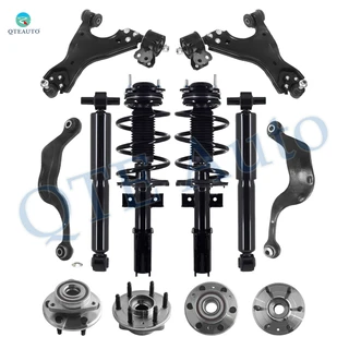 Set of 12 Front Lower Control Arm Ball Joint-Wheel Hub Bearing Assembly-Quick Complete Strut-Coil Spring Assembly-Rear Upper Rearward Control Arm-Wheel Hub Bearing Assembly-Shock Absorber For 2013-2017 Chevrolet Traverse