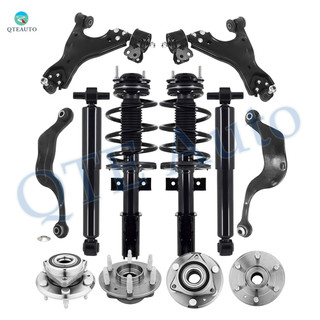 Set of 12 Front Lower Control Arm Ball Joint-Wheel Hub Bearing Assembly-Quick Complete Strut-Coil Spring Assembly-Rear Upper Rearward Control Arm-Wheel Hub Bearing Assembly-Shock Absorber For 2007-2010 Saturn Outlook