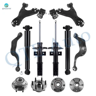 Set of 12 Front Lower Control Arm Ball Joint-Wheel Hub Bearing Assembly-Suspension Strut Assembly-Rear Upper Rearward Control Arm-Wheel Hub Bearing Assembly-Shock Absorber For 2007-2010 Saturn Outlook Monotube Performance Upgrade