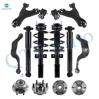 Set of 12 Front Lower Control Arm Ball Joint-Wheel Hub Bearing Assembly-Quick Complete Strut-Coil Spring Assembly-Rear Upper Rearward Control Arm-Wheel Hub Bearing Assembly-Shock Absorber For 2007-2010 Saturn Outlook Monotube Performance Upgrade