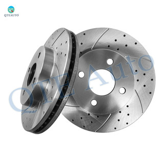 Front 256.05mm Drilled Slotted Brake Disc Rotors Replacement For 2003-2007 Saturn ION