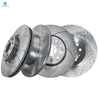 Set of 4 Front 312mm-Rear 285.8mm Drilled Slotted Brake Disc Rotors Replacement For 2010 Volkswagen GTI