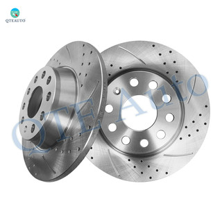 Rear 285.8mm Drilled Slotted Brake Disc Rotors Replacement For 2006 Volkswagen Golf