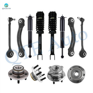 Set 12 Front Lower Forward Control Arm Ball Joint-Rear Upper Forward Control Arm-Wheel Hub Bearing-Quick Complete Strut-Shock For 2005-2009 Chrysler 300 Exc. Performance Susp.
