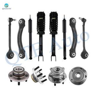 Set 12 Front Lower Forward Control Arm Ball Joint-Rear Upper Forward Control Arm-Wheel Hub Bearing-Quick Complete Strut-Shock For 2005-2009 Chrysler 300 w/ Performance Susp.