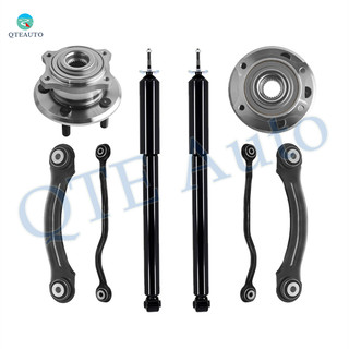 Set of 8 Rear Lower Rearward-Upper Forward Control Arm-Wheel Hub Bearing Assembly-Shock Absorber For 2005-2008 Dodge Magnum w/ Performance Suspension