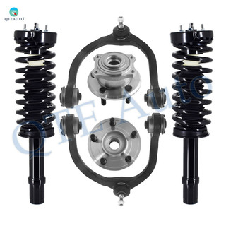 Set of 6 Front Upper Control Arm Ball Joint-Wheel Hub Bearing Assembly-Quick Complete Strut-Coil Spring Assembly For 2005-2010 Chrysler 300 AWD