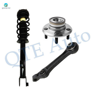 Set of 3 Front Left Lower Rearward Control Arm-Wheel Hub Bearing Assembly-Quick Complete Strut-Coil Spring Assembly For 2009 2010 Dodge Challenger