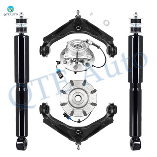 Set of 6 Front Upper Wheel Hub Bearing Assembly-Control Arm Ball Joint-Shock For 2007-2010 Chevrolet Silverado 2500 HD Monotube Performance Upgrade