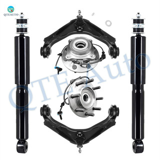 Set of 6 Front Upper Wheel Hub Bearing Assembly-Control Arm Ball Joint-Shock For 2001-2003 GMC Sierra 3500
