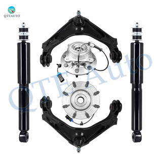 Set of 6 Front Upper Wheel Hub Bearing Assembly-Control Arm Ball Joint-Shock For 2007-2010 GMC Sierra 2500 HD