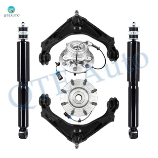 Set of 6 Front Upper Wheel Hub Bearing Assembly-Control Arm Ball Joint-Shock For 2007-2010 GMC Sierra 3500 HD