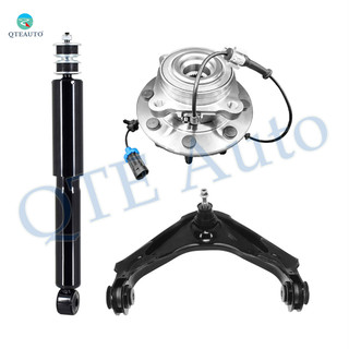 Set of 3 Front Upper Wheel Hub Bearing Assembly-Control Arm Ball Joint-Shock Absorber For 2007-2010 Chevrolet Silverado 3500 HD