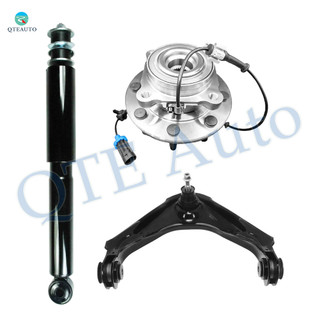 Set of 3 Front Upper Wheel Hub Bearing Assembly-Control Arm Ball Joint-Shock For 2007-2010 GMC Sierra 2500 HD