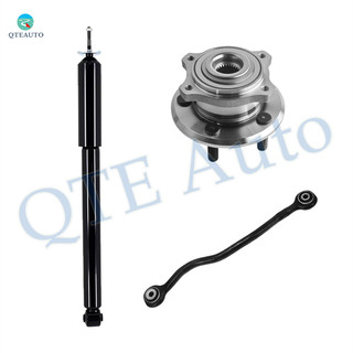 Set of 3 Rear Right Lower Rearward Control Arm-Wheel Hub Bearing Assembly-Shock Absorber For 2005-2008 Dodge Magnum w/ Performance Suspension