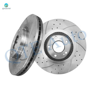 Front 300mm Drilled Slotted Brake Disc Rotors For 2010-2012 Hyundai Santa FE