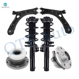 Set of 6 Front Lower Control Arm Ball Joint-Wheel Hub Bearing Assembly-Quick Complete Strut-Coil Spring Assembly For 2012-2019 Volkswagen Beetle