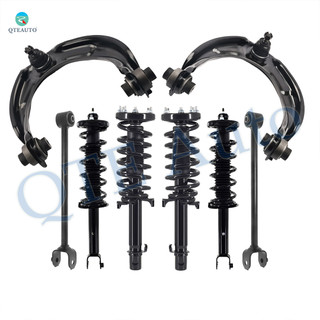 Set of 8 Front Upper Control Arm Ball Joint-Quick Complete Strut-Coil Spring Assembly-Rear Lower Rearward Control Arm-Quick Complete Strut-Coil Spring Assembly For 2008-2012 Honda Accord V6