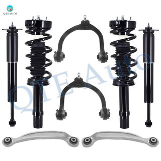Set of 8 Front Upper Control Arm Ball Joint-Quick Complete Strut-Coil Spring Assembly-Rear Upper Rearward Control Arm-Shock Absorber For 2015-2019 Dodge Charger AWD