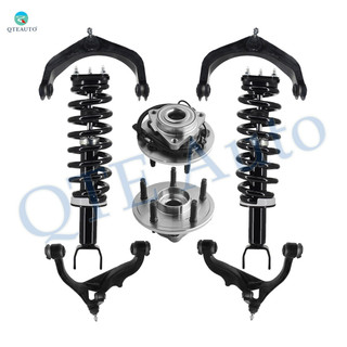 Set of 8 Front Upper and Lower Control Arm Ball Joint-Wheel Hub Bearing Assembly-Quick Complete Strut-Coil Spring Assembly For 2006-2008 Dodge RAM 1500 4-Wheel ABS