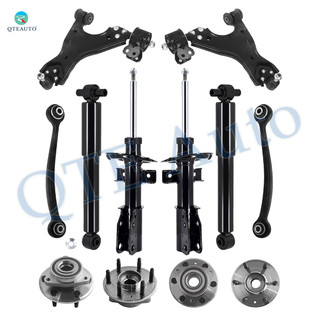 Set of 12 Front Lower Control Arm Ball Joint-Wheel Hub Bearing Assembly-Suspension Strut Assembly-Rear Upper Forward Control Arm-Wheel Hub Bearing Assembly-Shock Absorber For 2013-2017 Chevrolet Traverse Monotube Performance Upgrade