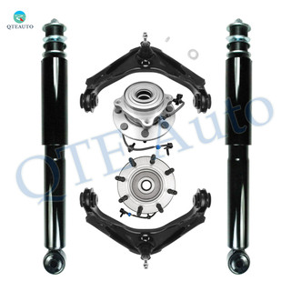 Set of 6 Front Upper Wheel Hub Bearing Assembly-Control Arm Ball Joint-Shock Absorber For 2002 2003 Chevrolet Avalanche 2500