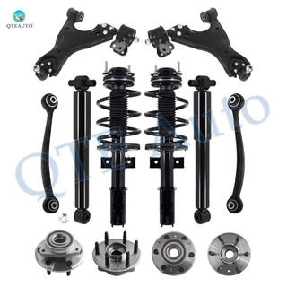 Set of 12 Front Lower Control Arm Ball Joint-Wheel Hub Bearing Assembly-Quick Complete Strut-Coil Spring Assembly-Rear Upper Forward Control Arm-Wheel Hub Bearing Assembly-Shock Absorber For 2008-2012 Buick Enclave Monotube Performance Upgrade