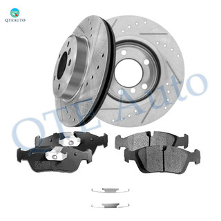 Set of 6 Front 300mm Drilled Slotted Brake Disc Rotors-Ceramic Brake Pad Kit For 1999 2000 BMW 323I