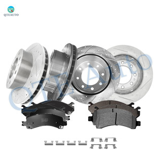 Set of 12 Front 325mm-Rear 330mm Drilled Slotted Brake Disc Rotors-Ceramic Brake Pad Kit For 2006-2017 Chevrolet Express 3500