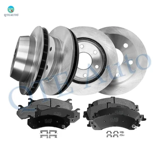 Set of 12 Front 305mm-Rear 330mm Brake Disc Rotors-D975 7707 Ceramic Brake Pad Kit For 2002-2006 Cadillac Escalade