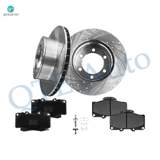 Set of 6 Front 297mm Drilled Slotted Brake Disc Rotors-Ceramic Brake Pad Kit For 1995-1999 Toyota Tacoma