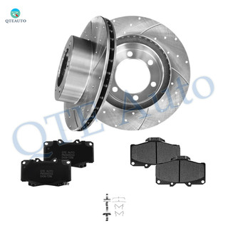 Set of 6 Front 319mm Drilled Slotted Brake Disc Rotors-D436 7298 Ceramic Brake Pad Kit For 2001 2002 Toyota 4Runner