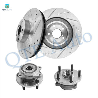 Set of 4 Front 293mm Drilled Slotted Brake Disc Rotors-Wheel Hub Bearing Assembly For 2007 Subaru Impreza