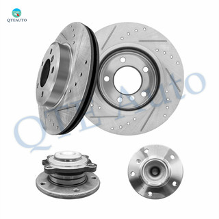 Set of 4 Front 300mm Drilled Slotted Brake Disc Rotors-Wheel Hub Bearing Assembly For 2006 BMW 325CI Base