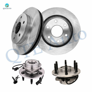 Set of 4 Front 305mm Brake Disc Rotors-Wheel Hub Bearing Assembly For 2003-2008 GMC Savana 1500