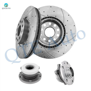Set of 4 312mm Front Drilled Slotted Brake Disc Rotors-Wheel Hub Bearing Assembly For 2011-2017 Volkswagen Tiguan