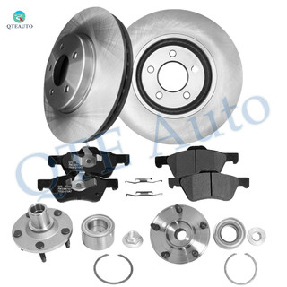 Set of 8 Front 303mm Brake Disc Rotors-Ceramic Brake Pad Kit-Wheel Hub Bearing Assembly For 2005-2011 Mercury Mariner
