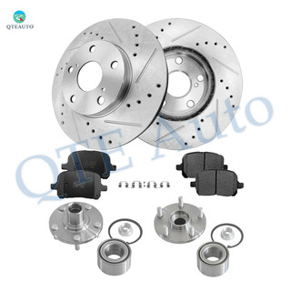Set of 8 Front 275mm Drilled Slotted Brake Disc Rotors-Ceramic Brake Pad Kit-Wheel Hub Bearing Assembly For 1997-2001 Lexus ES300