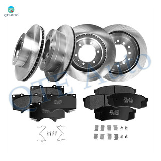 Set of 12 Front 319mm-Rear 312mm Brake Disc Rotors-Ceramic Brake Pad Kit For 2010-2014 Toyota FJ Cruiser