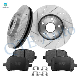 Set of 6 Front 275mm Drilled Slotted Brake Disc Rotors-Ceramic Brake Pad Kit For 1997-2001 Toyota Camry