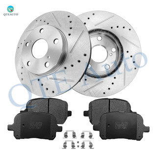 Set of 6 Front 275mm Drilled Slotted Brake Disc Rotors-Ceramic Brake Pad Kit For 1997-2001 Toyota Camry