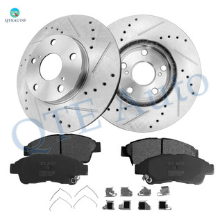 Set of 6 Front 275mm Drilled Slotted Brake Disc Rotors-Ceramic Brake Pad Kit For 1992 1993 Lexus ES300