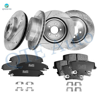 Set of 12 Front 345mm-Rear 320mm Drilled Slotted Brake Disc Rotors-Ceramic Brake Pad Kit For 2005-2008 Dodge Magnum