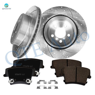 Set of 6 Rear 320mm Drilled Slotted Brake Disc Rotors-Ceramic Brake Pad Kit For 2007 Dodge Magnum